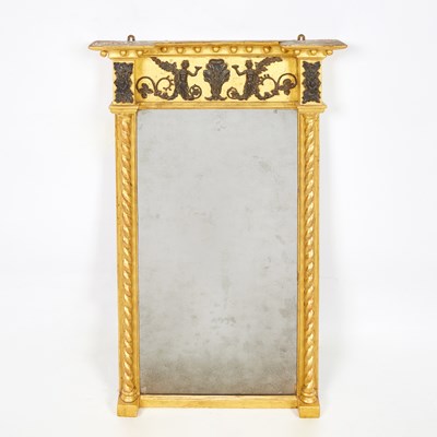 Lot 63 - Regency Giltwood and Ebonized Mirror