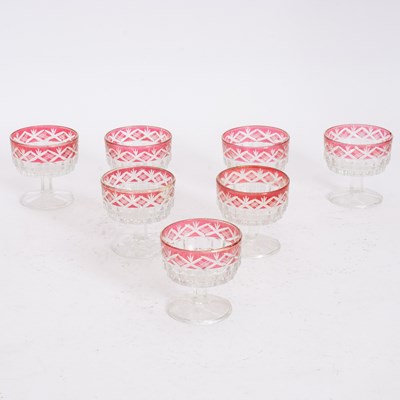 Lot 283 - Set of Eight of Red Rim Glass Coupes