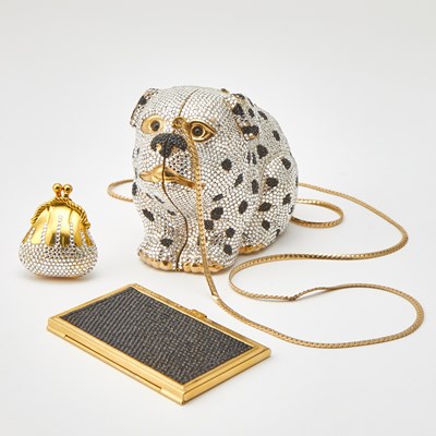 Lot 1197 - Judith Leiber Rhinestone Dalmatian Clutch, Card Case and Change Purse