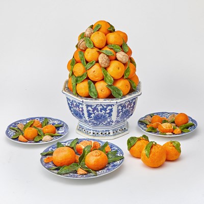 Lot 208 - Group of Christine Viennet Trompe L'Oeil Porcelain Orange Sculptures