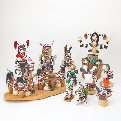 Lot 98 - Group of Pueblo Carved Wood Hano Clowns