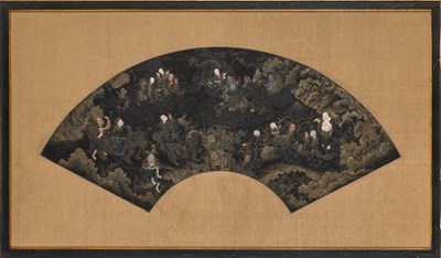 Lot 165 - A Chinese School '18 Luohan' Fan Leaf Painting