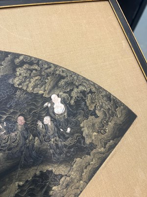 Lot 165 - A Chinese School '18 Luohan' Fan Leaf Painting