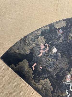 Lot 165 - A Chinese School '18 Luohan' Fan Leaf Painting