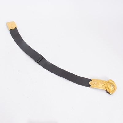 Lot 289 - Judith Leiber Black Leather and Gilt Metal Belt