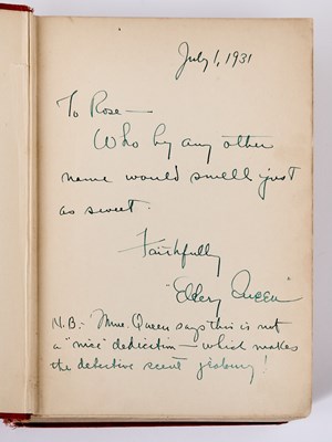 Lot 792 - The second Ellery Queen novel with a rare inscription