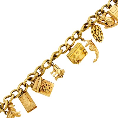 Lot 1080 - Gold Charm Bracelet