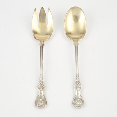 Lot 3221 - Pair of Tiffany & Co. Sterling Silver "English King" Pattern Salad Servers