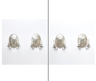 Lot 133 - Set of Four Neoclassical Style Silver Plated Wall Lights