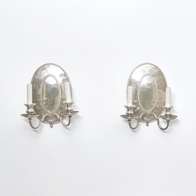 Lot 133 - Set of Four Neoclassical Style Silver Plated Wall Lights