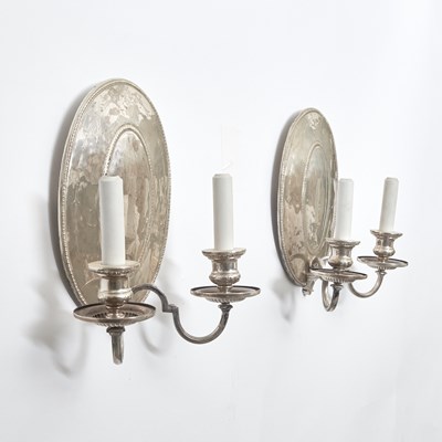 Lot 133 - Set of Four Neoclassical Style Silver Plated Wall Lights