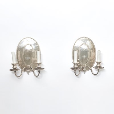 Lot 133 - Set of Four Neoclassical Style Silver Plated Wall Lights