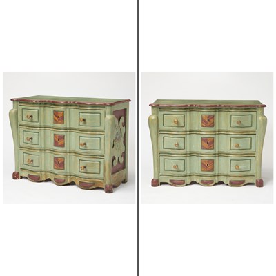 Lot 184 - Pair of Continental Rococo Style Painted Commodes