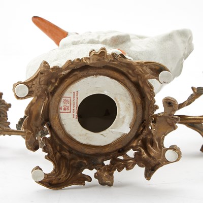 Lot 205 - Pair of Chinese Gilt-Metal Mounted Porcelain Swans