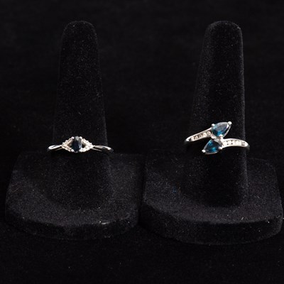 Lot 317 - Two 14KT White Gold, Sapphire, and Diamond Rings