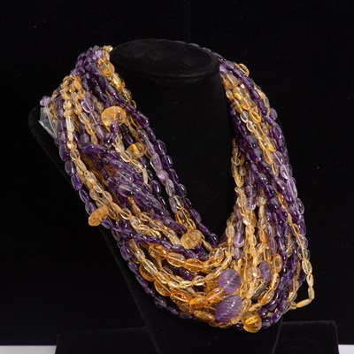 Lot 327 - Amethyst and Citrine Beaded Necklace