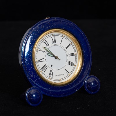 Lot 328 - Verdura Lapis Enamel and Gilt-Metal Clock