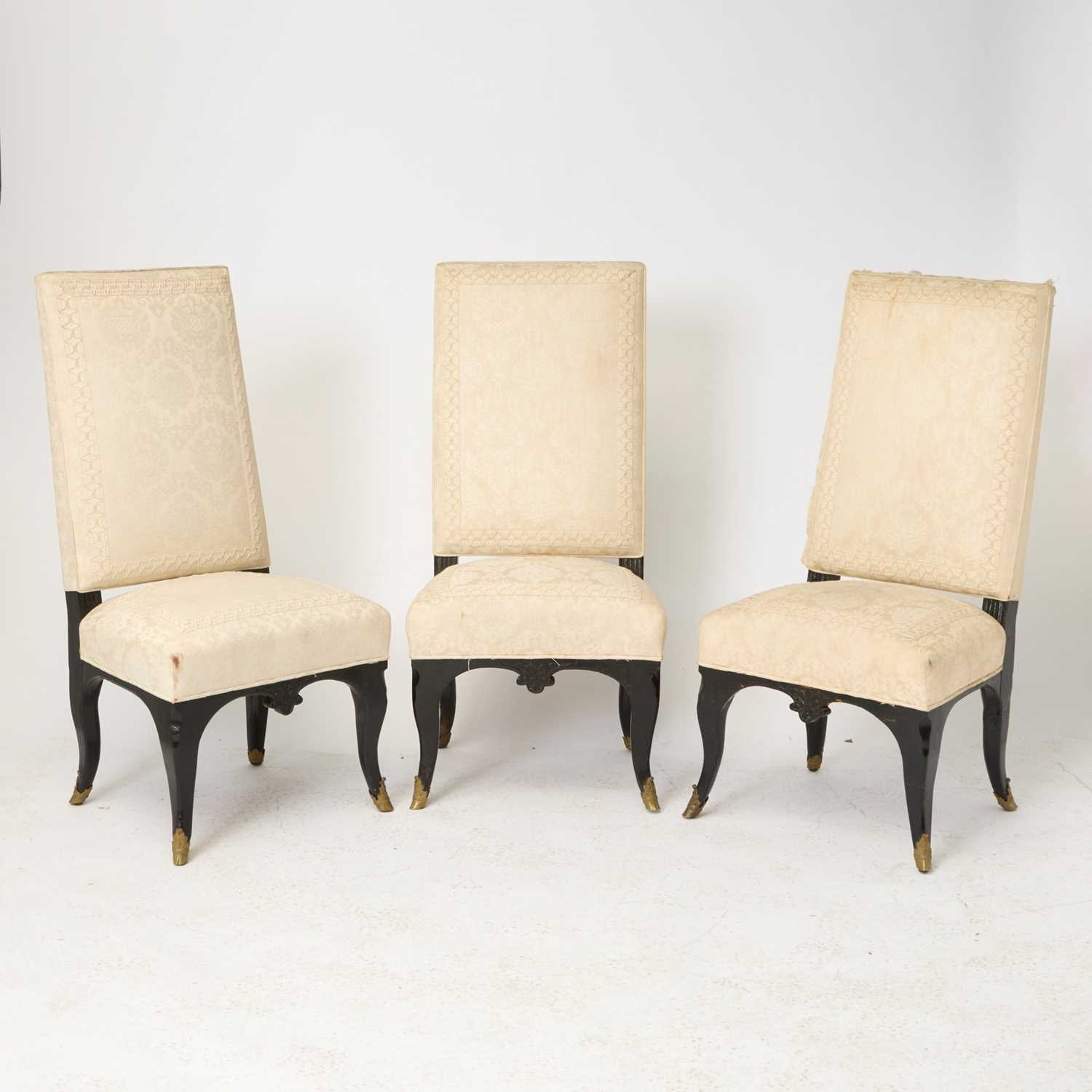 Lot 384 - Set of Three Late Louis XIV Ebonized Side Chairs