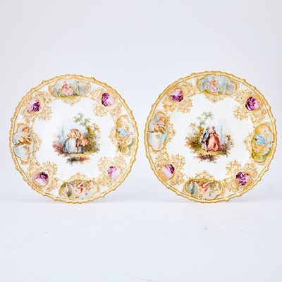 Lot 577 - Group of Painted Porcelain and Gilt-Decorated Cabinet Plates