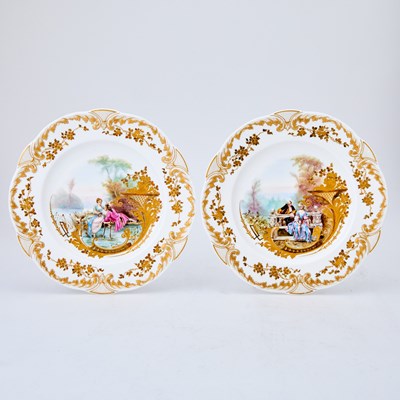 Lot 577 - Group of Painted Porcelain and Gilt-Decorated Cabinet Plates