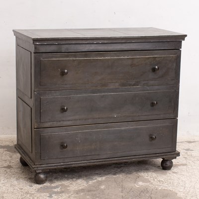 Lot 334 - Industrial Style Metal-Clad Chest of Drawers