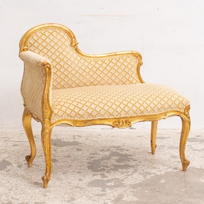 Lot 338 - Louis XVI Style Gilt Painted Upholstered Children Chaise Lounge