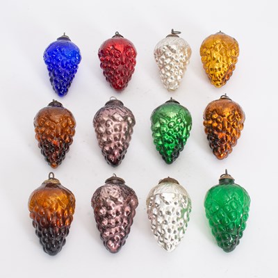 Lot 392 - Group of Grape Form Colored Glass Ornaments