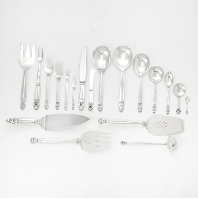 Lot 551 - Georg Jensen Sterling Silver "Acorn" Pattern Flatware Service