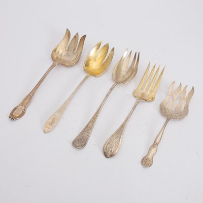 Lot 370 - Group of Five Sterling Serving Forks