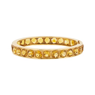 Lot 1083 - Gold and Citrine Bangle Bracelet