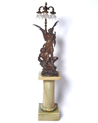 Lot 200 - Patinated Bronze Figural Lamp