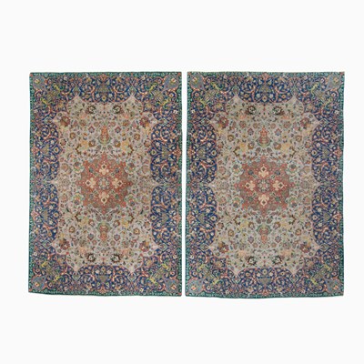 Lot 560 - Pair of Silk Warp Isfahan Rugs