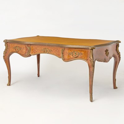 Lot 127 - Louis XV Style Gilt-Metal Mounted Kingwood and Tulipwood Bureau Plat