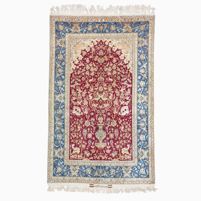 Lot 407 - Silk & Wool Isfahan Prayer Rug
