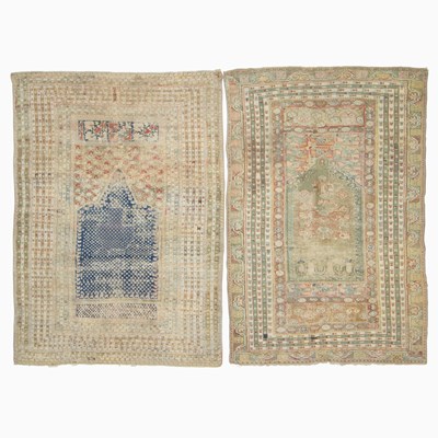 Lot 333 - Two Ghiordes Prayer Rugs