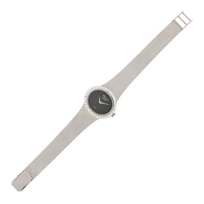 Lot 56 - Chopard White Gold, Black Onyx and Diamond Wristwatch