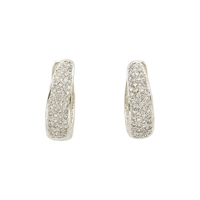 Lot 1168 - Pair of White Gold and Diamond Hoop Earrings