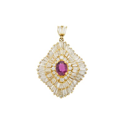 Lot 121 - Gold, Purple Sapphire and Diamond Ballerina Pendant