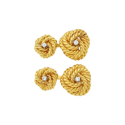 Lot 1050 - Pair of Gold and Diamond Cufflinks