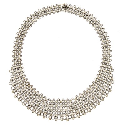 Lot 1170 - White Gold and Diamond Chain Mesh Necklace