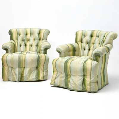 Lot 314 - Pair of Over Upholstered Club Chairs