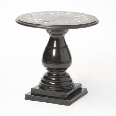 Lot 321 - Italian Ebonized and Pietra Dura Pedestal Table