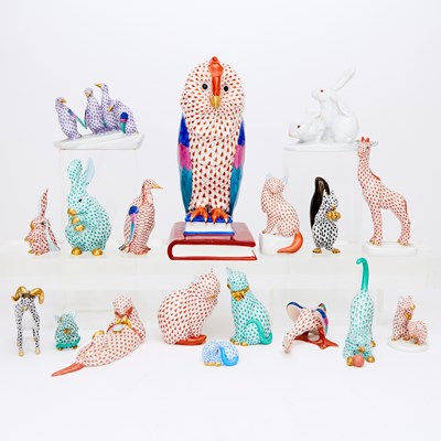 Lot 326 - Group of Eighteen Herend Porcelain Figures of Animals