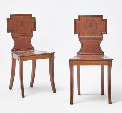 Lot 202 - Pair of Regency Mahogany Hall Chairs