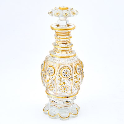 Lot 583 - Bohemian Parcel-Gilt and Enameled Cut Glass Decanter and Stopper