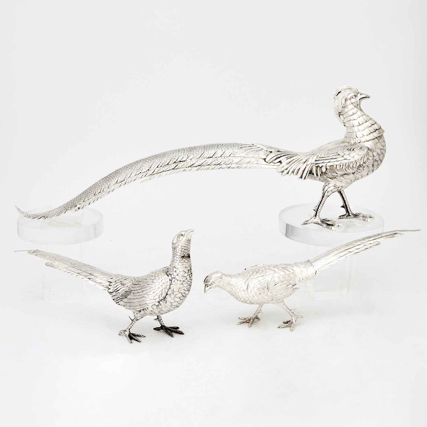 Lot 383 - Three French Silver Figures of Pheasants