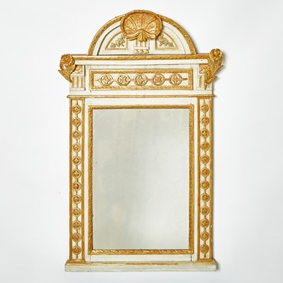 Lot 174 - Neoclassical Style Parcel-Gilt and Grey-Painted Mirror