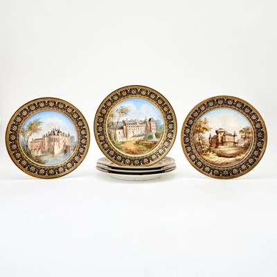 Lot 143 - Set of Six 'Sevres' Porcelain Cabinet Plates