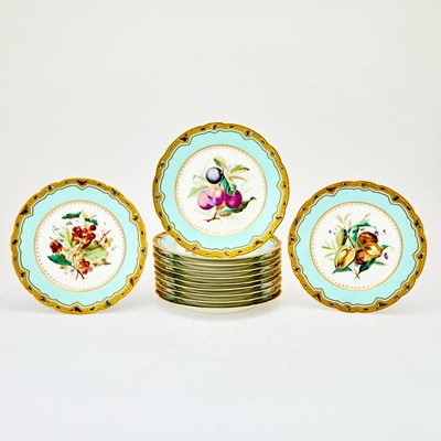 Lot 588 - Set of Twelve Limoges Hand-Painted Porcelain Fruit Plates