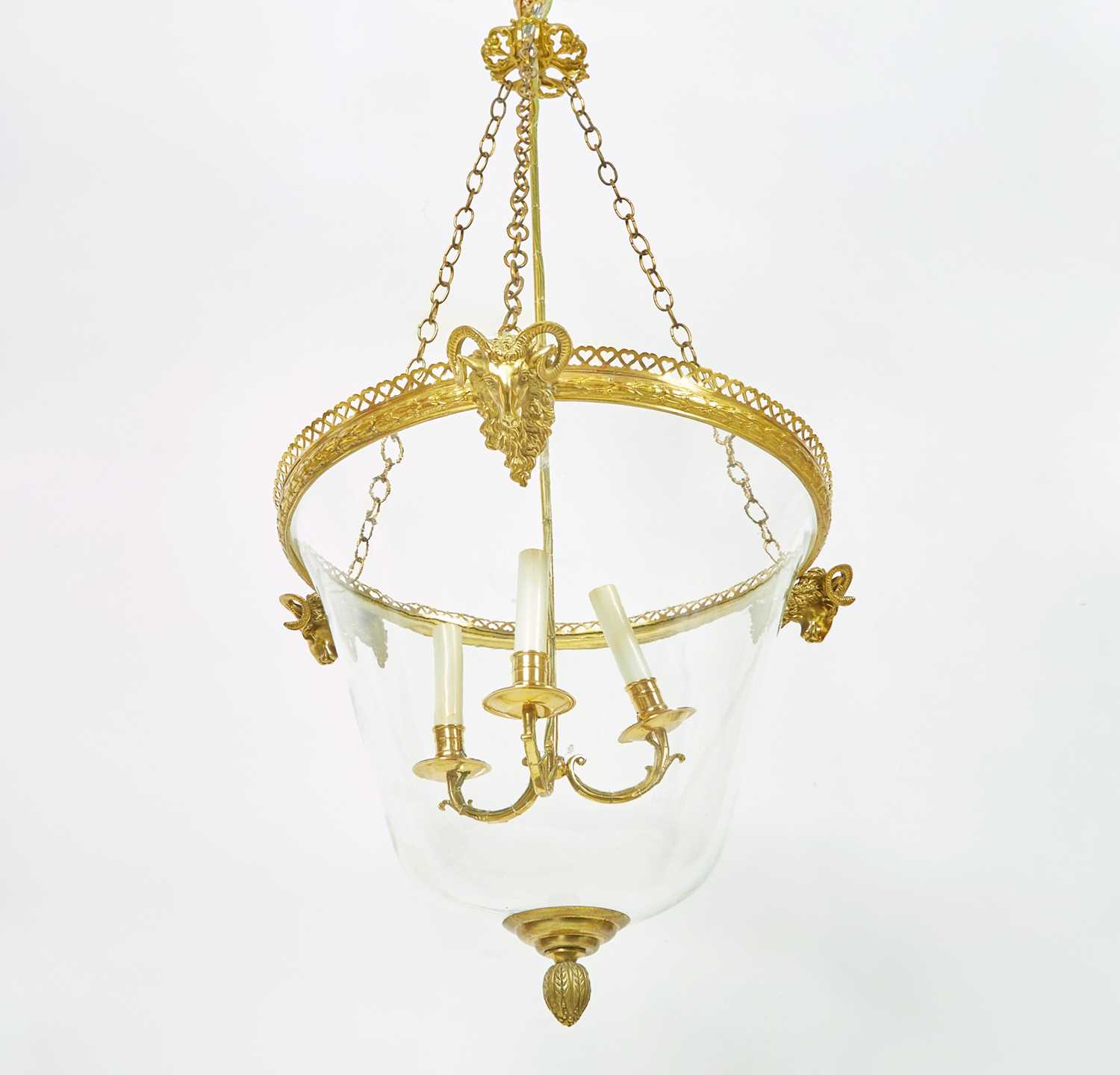 Lot 485 - An Empire-Style Gilt-Bronze Mounted Glass Three-Light Hall-Lantern